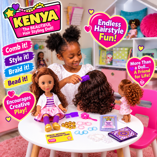 18" Pose-able Kenya Dolls. with multiple Outfits.