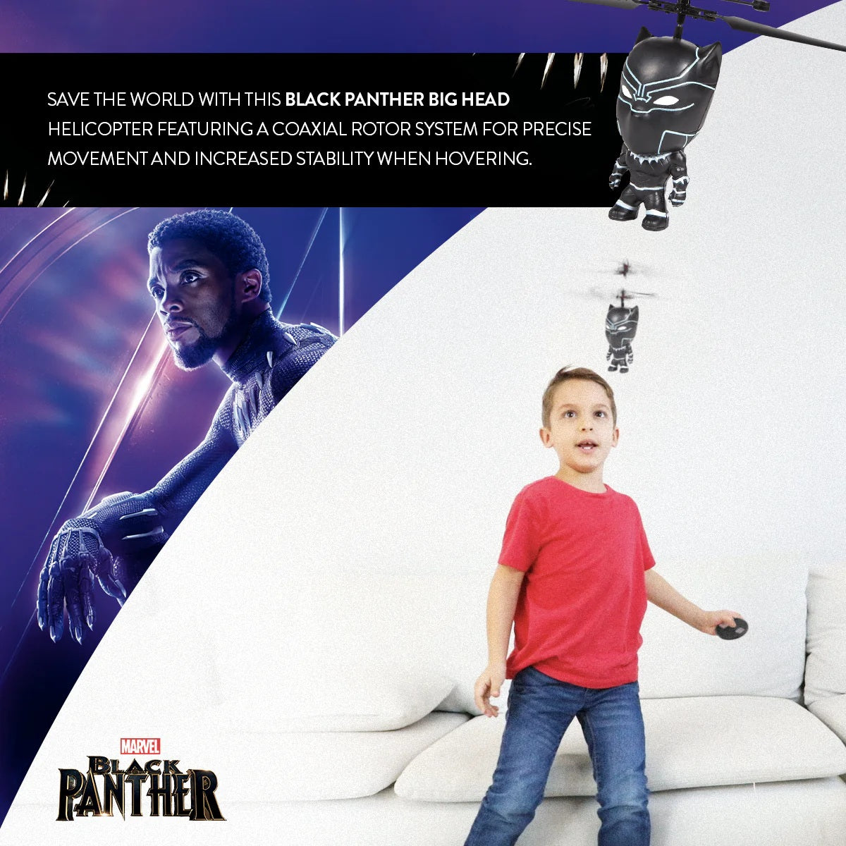 Marvel Big Heads Black Panther Motion sensing UFO