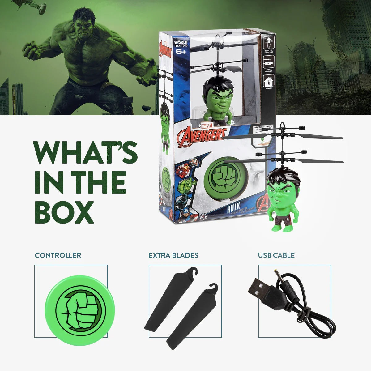 Marvel Big Heads Hulk Motion sensing UFO