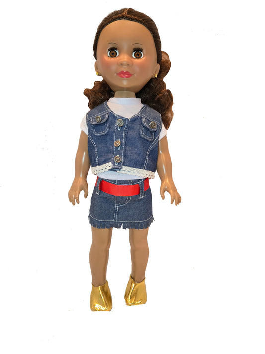 18" Pose-able  Kenya Dolls. with multiple Outfits.