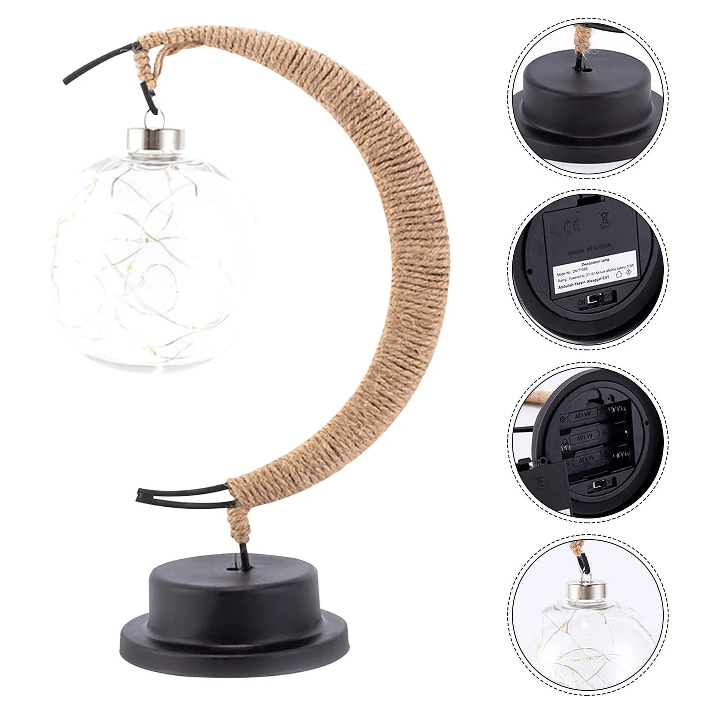 Enchanted Lunar Lamp Hanging Memorial Moon LED Moon Lamp Ball Night Light with Stand Crescent Bedroom Table Kids Festival Gifts